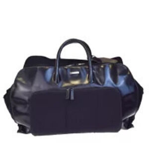 Gucci Boston Bag Travel Handbag Black Canvas Leather